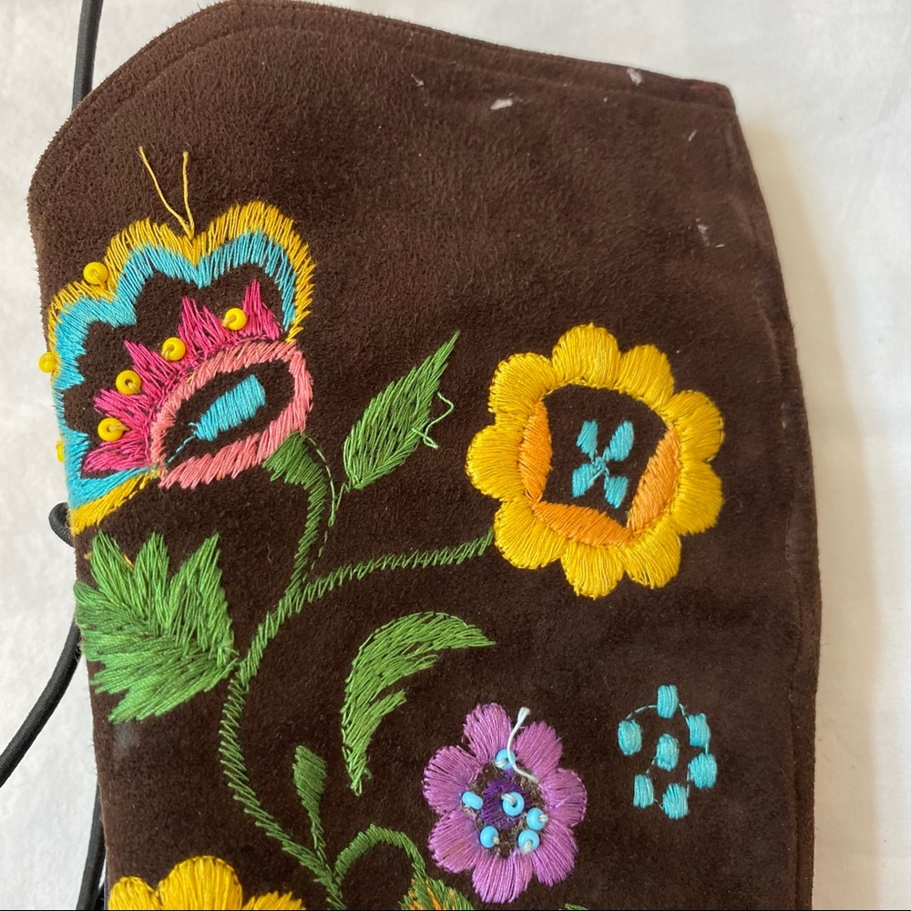 Vintage 70s Jerry Edouard Embroidered Knee High Lace Up Boots, 7B - Picture 12 of 16